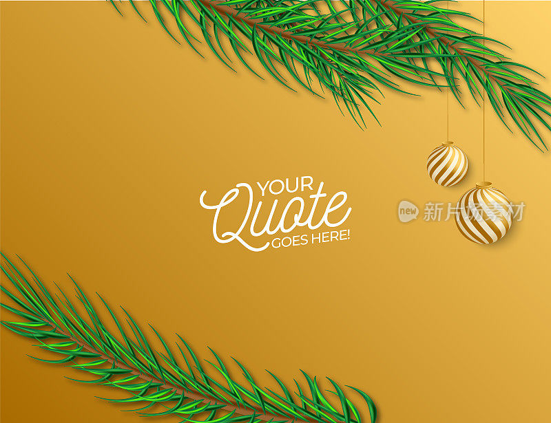 New Year banner concept for advertising, banners, leaflets and flyers. Pine tree branches. Vector illustration.